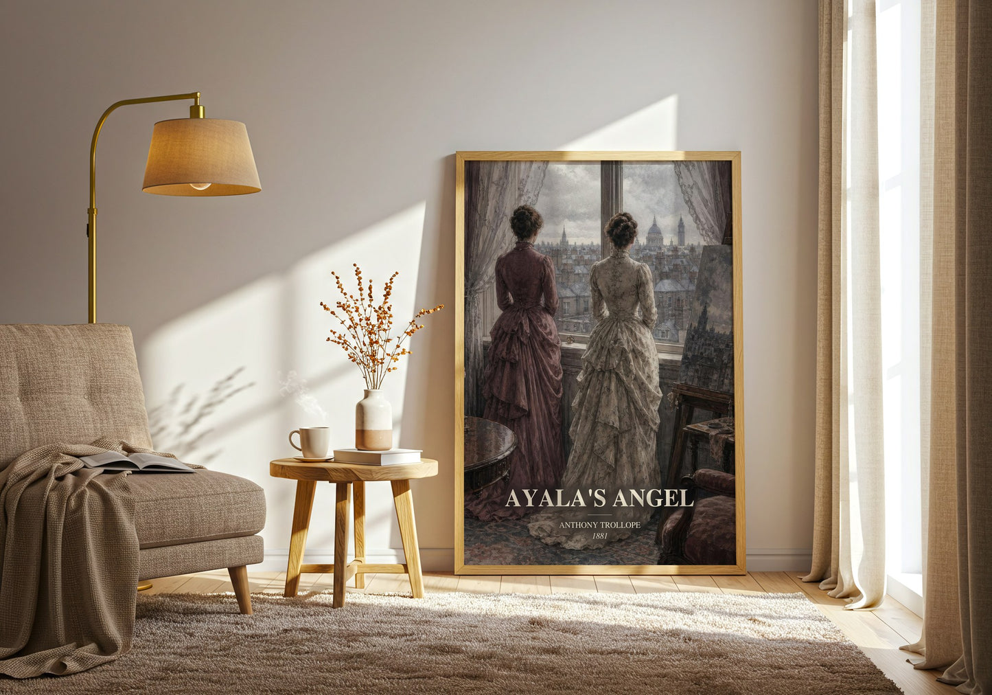 Ayala'S Angel watercolour print in frame leaning in hallway – classic literature wall art
