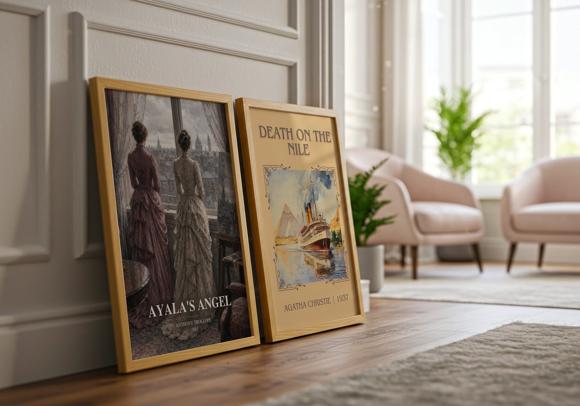 Ayala'S Angel watercolour print framed by window – literary home decor
