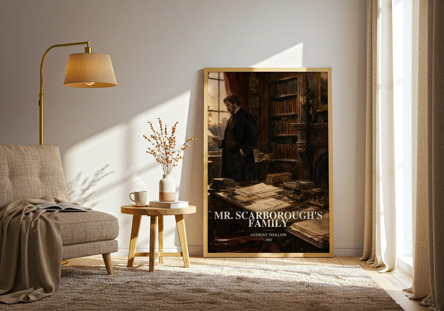 Mr. Scarborough'S Family watercolour print in frame leaning in hallway – classic literature wall art