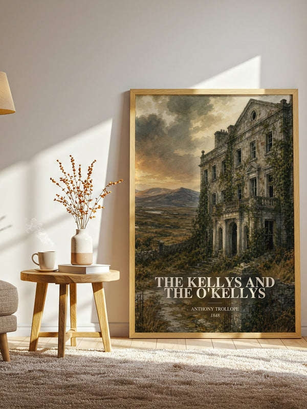 The Kellys And The O'Kellys watercolour print in frame leaning in hallway – classic literature wall art