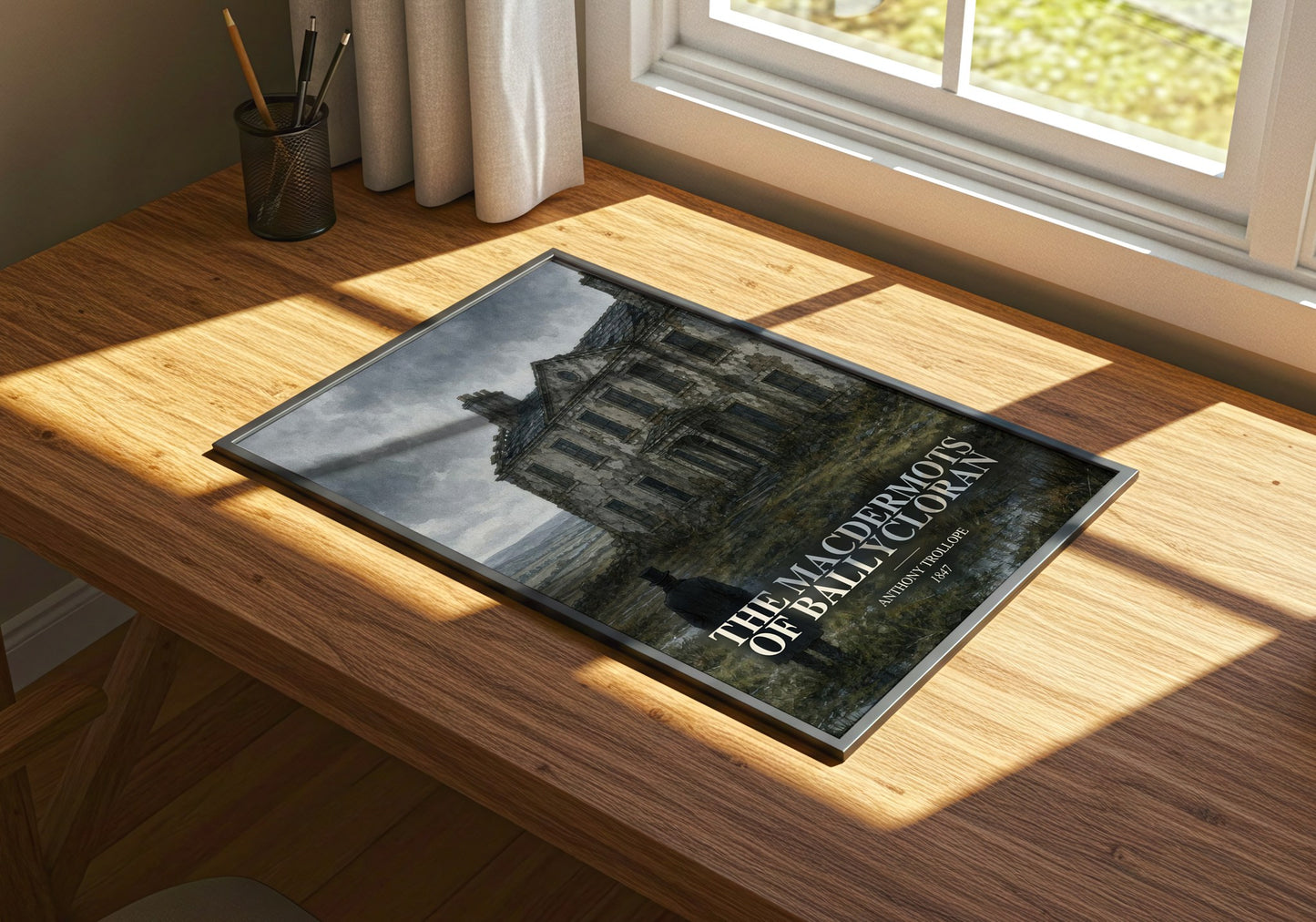 The Macdermots Of Ballycloran watercolour book poster framed on wall – historical fiction wall art