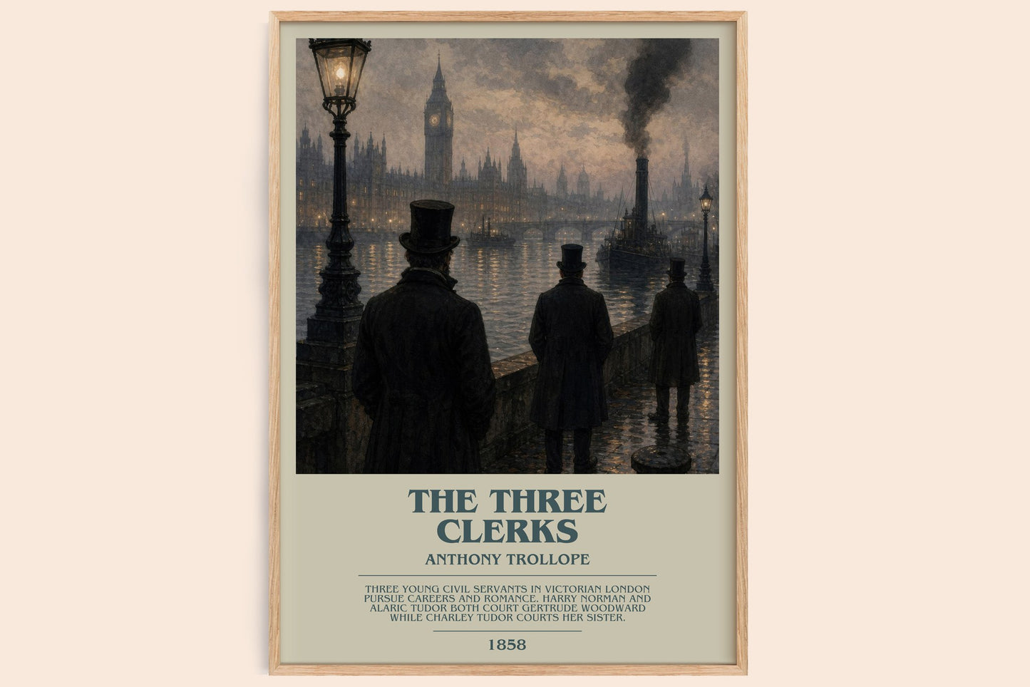 The Three Clerks bookish book poster by Anthony Trollope – framed literary art print