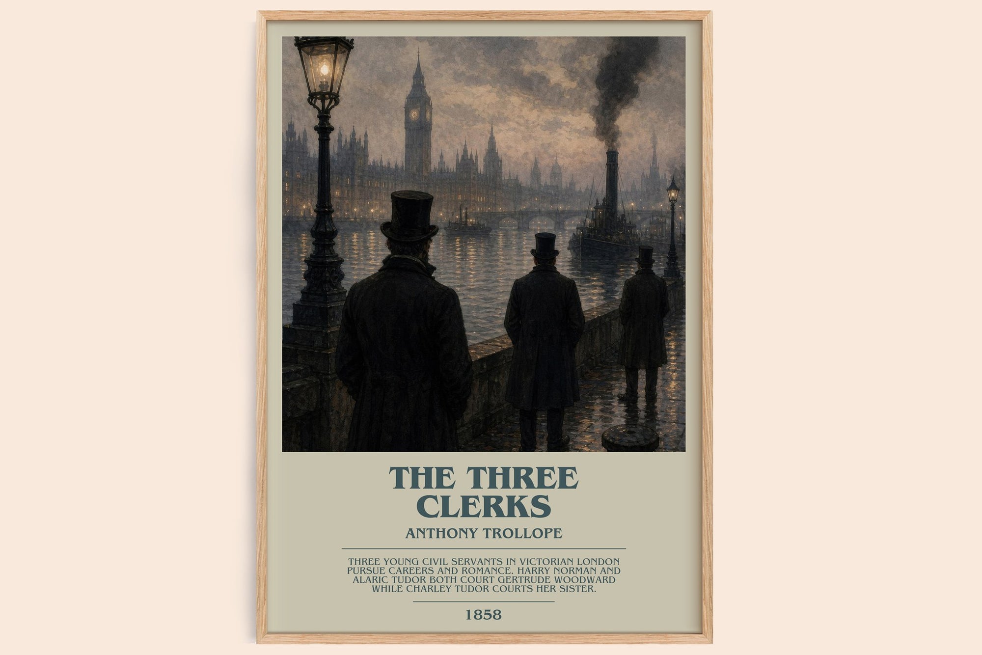 The Three Clerks bookish book poster by Anthony Trollope – framed literary art print