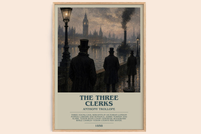 The Three Clerks bookish book poster by Anthony Trollope – framed literary art print