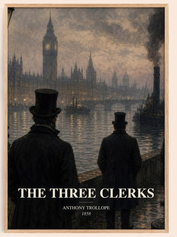 The Three Clerks watercolour book poster by Anthony Trollope – framed literary art print