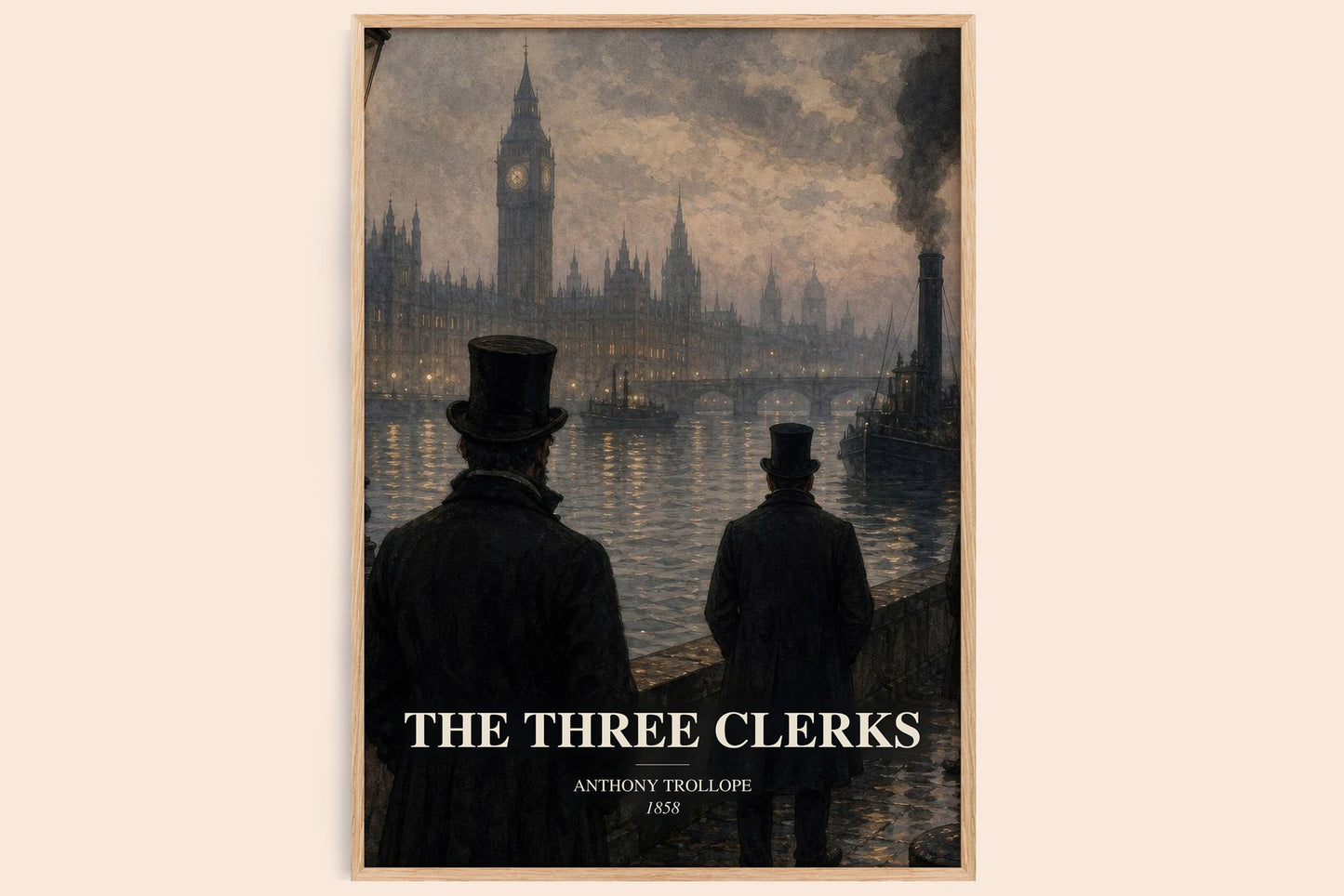The Three Clerks watercolour book poster by Anthony Trollope – framed literary art print