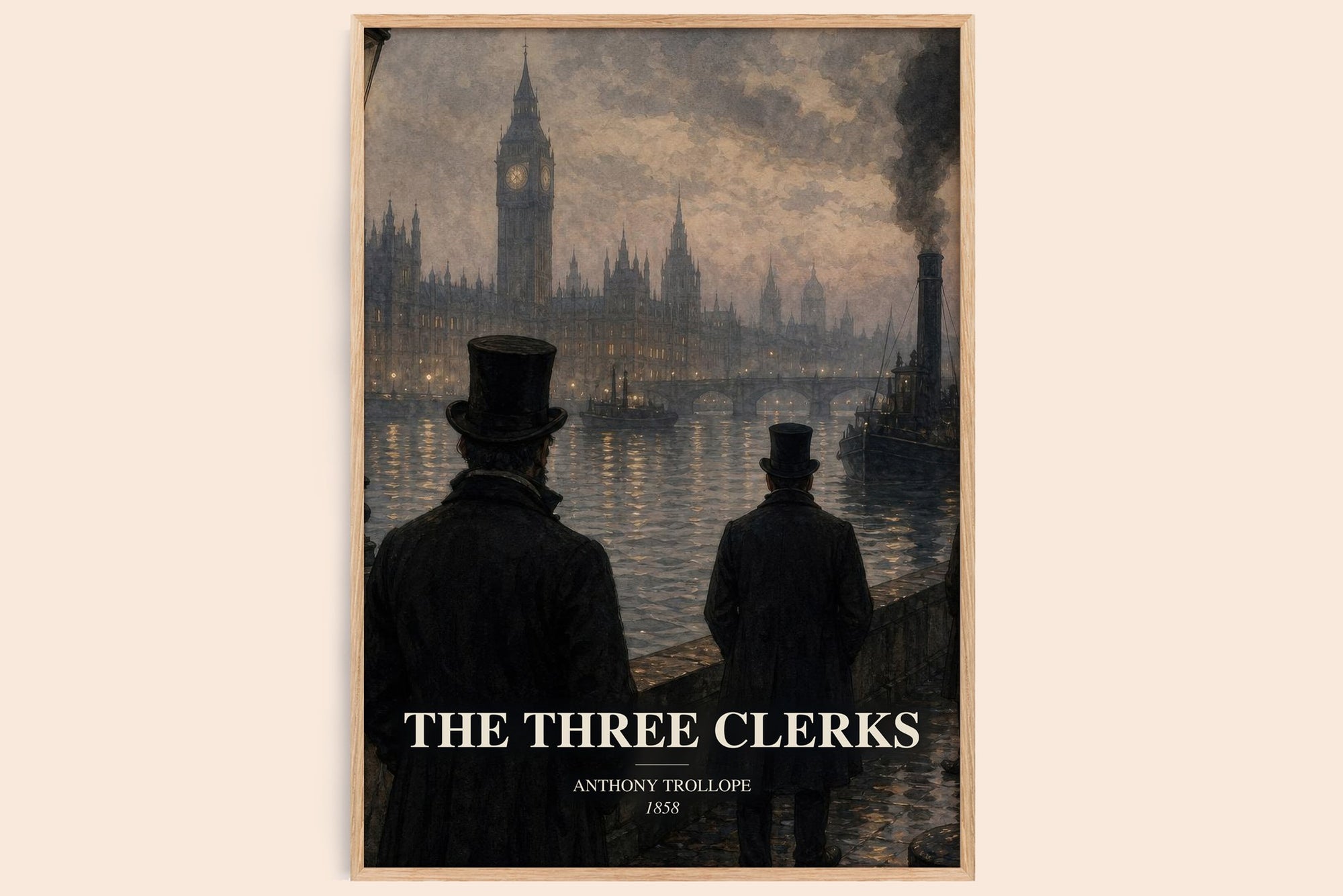 The Three Clerks watercolour book poster by Anthony Trollope – framed literary art print
