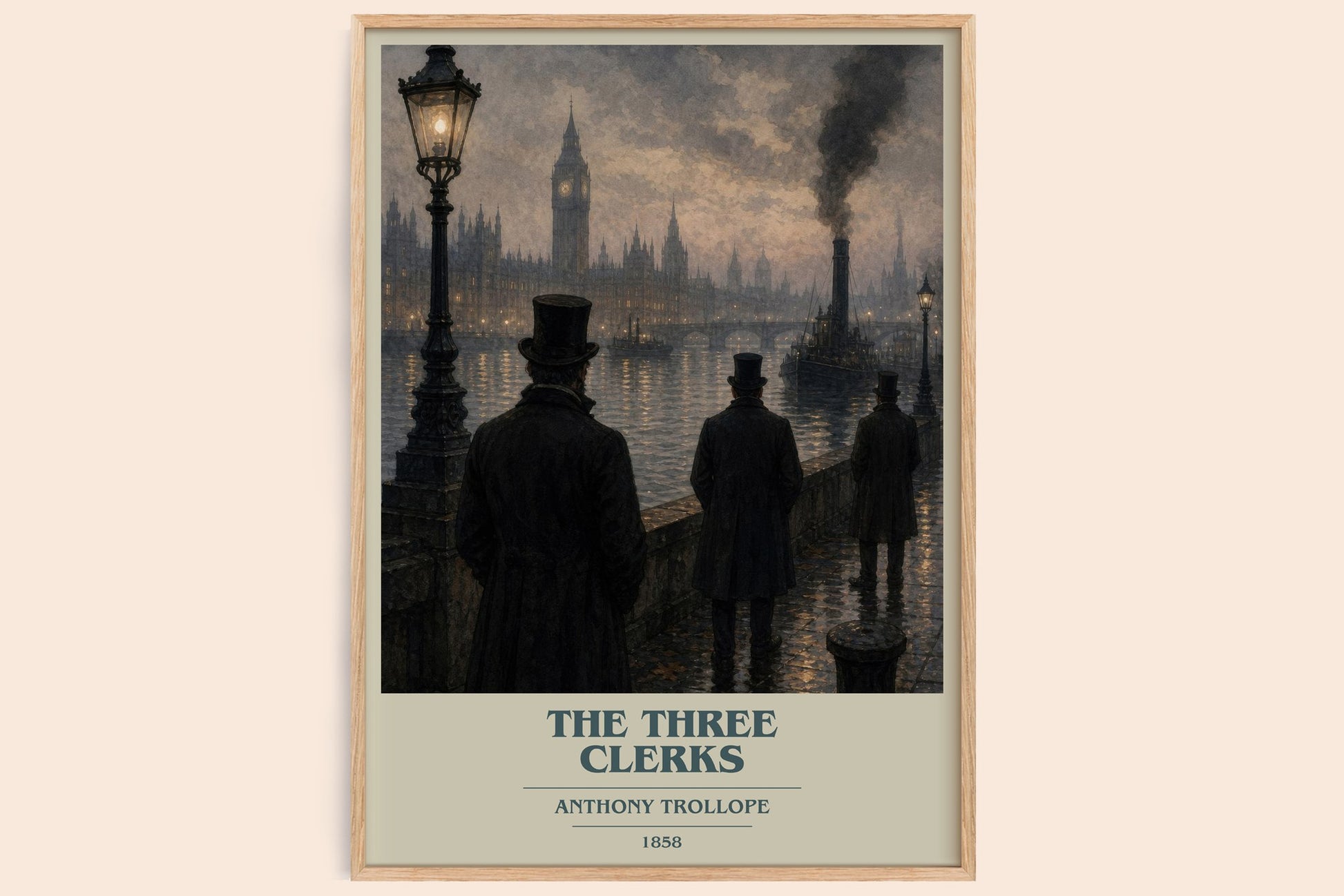 The Three Clerks book cover book poster by Anthony Trollope – framed literary art print