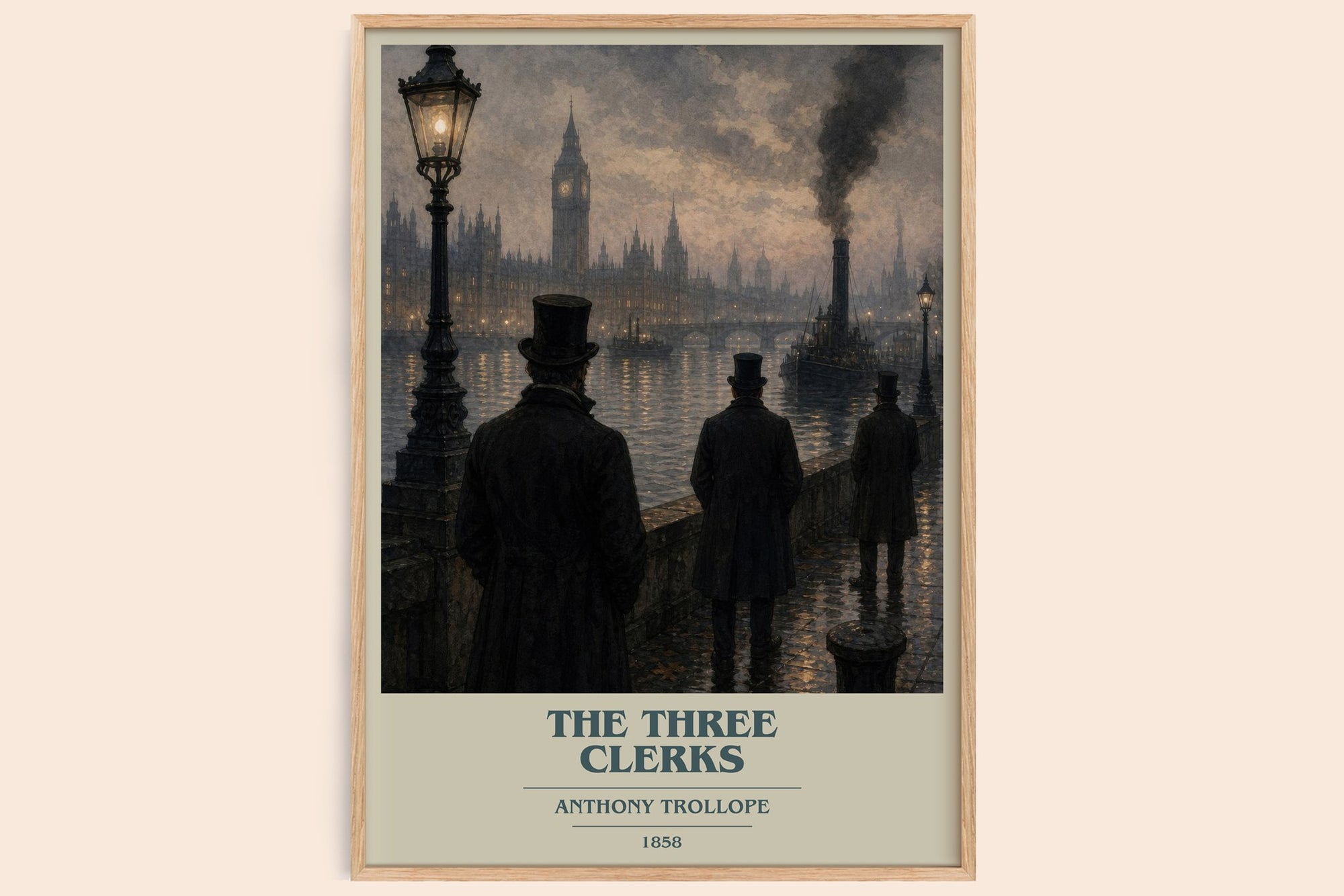 The Three Clerks book cover book poster by Anthony Trollope – framed literary art print