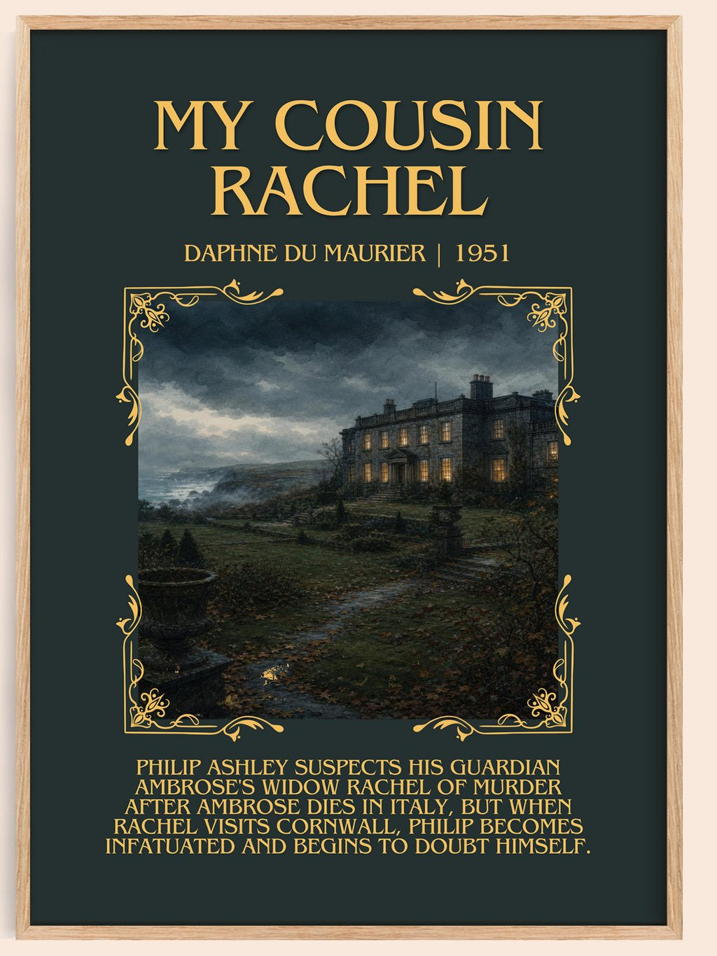 My Cousin Rachel Minimalist Book Poster by Daphne du Maurier – book poster
