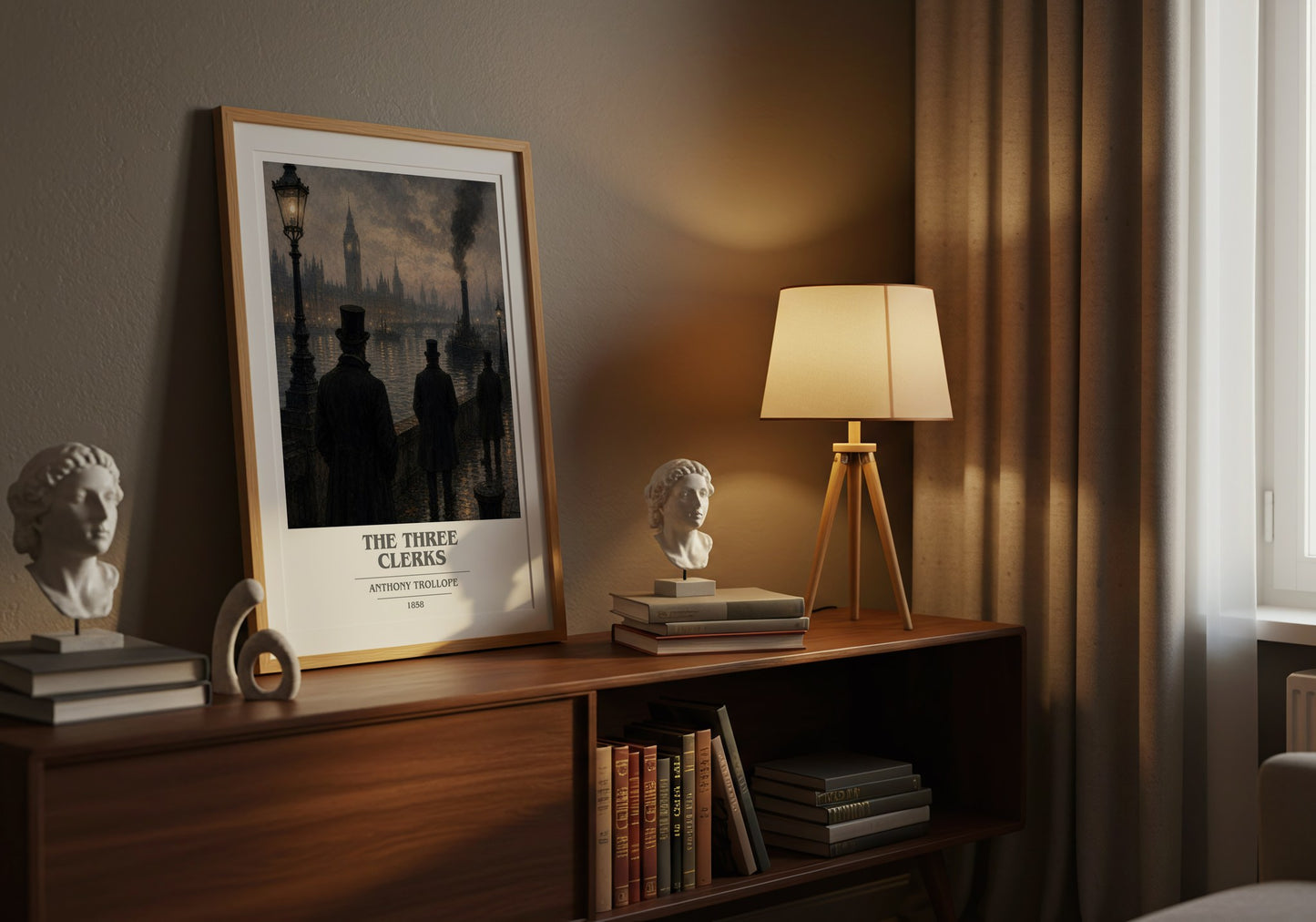 The Three Clerks book cover book poster framed on wall – classic literature wall art