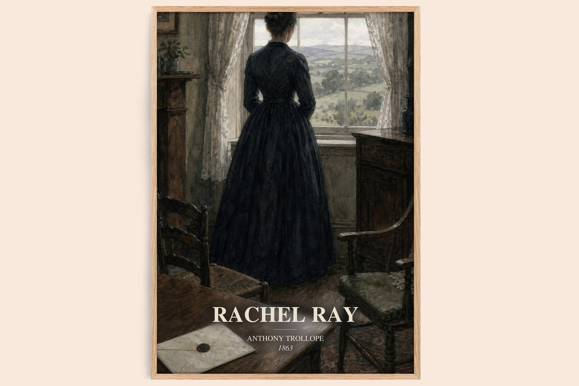 Rachel Ray watercolour book poster by Anthony Trollope – framed literary art print