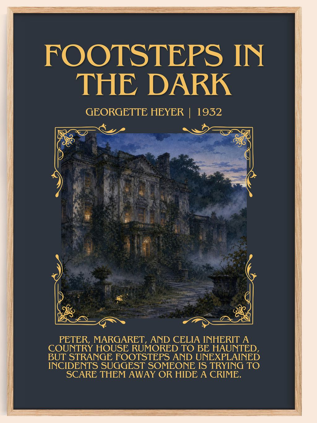 Footsteps in the Dark Minimalist Book Poster by Georgette Heyer – book poster