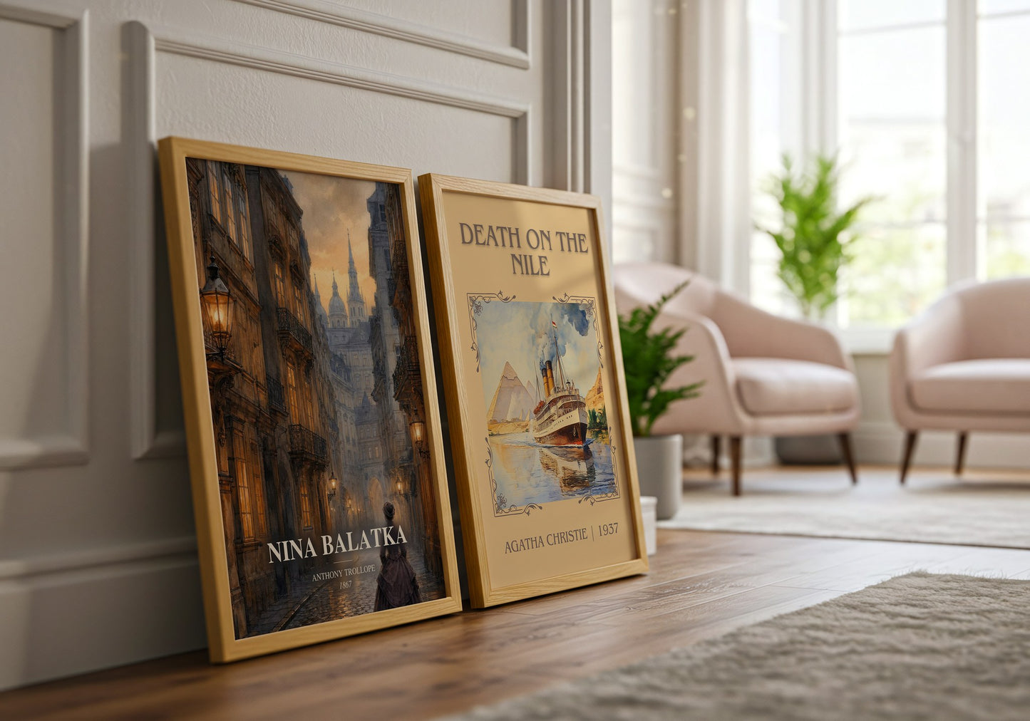 Nina Balatka watercolour print framed by window – literary home decor