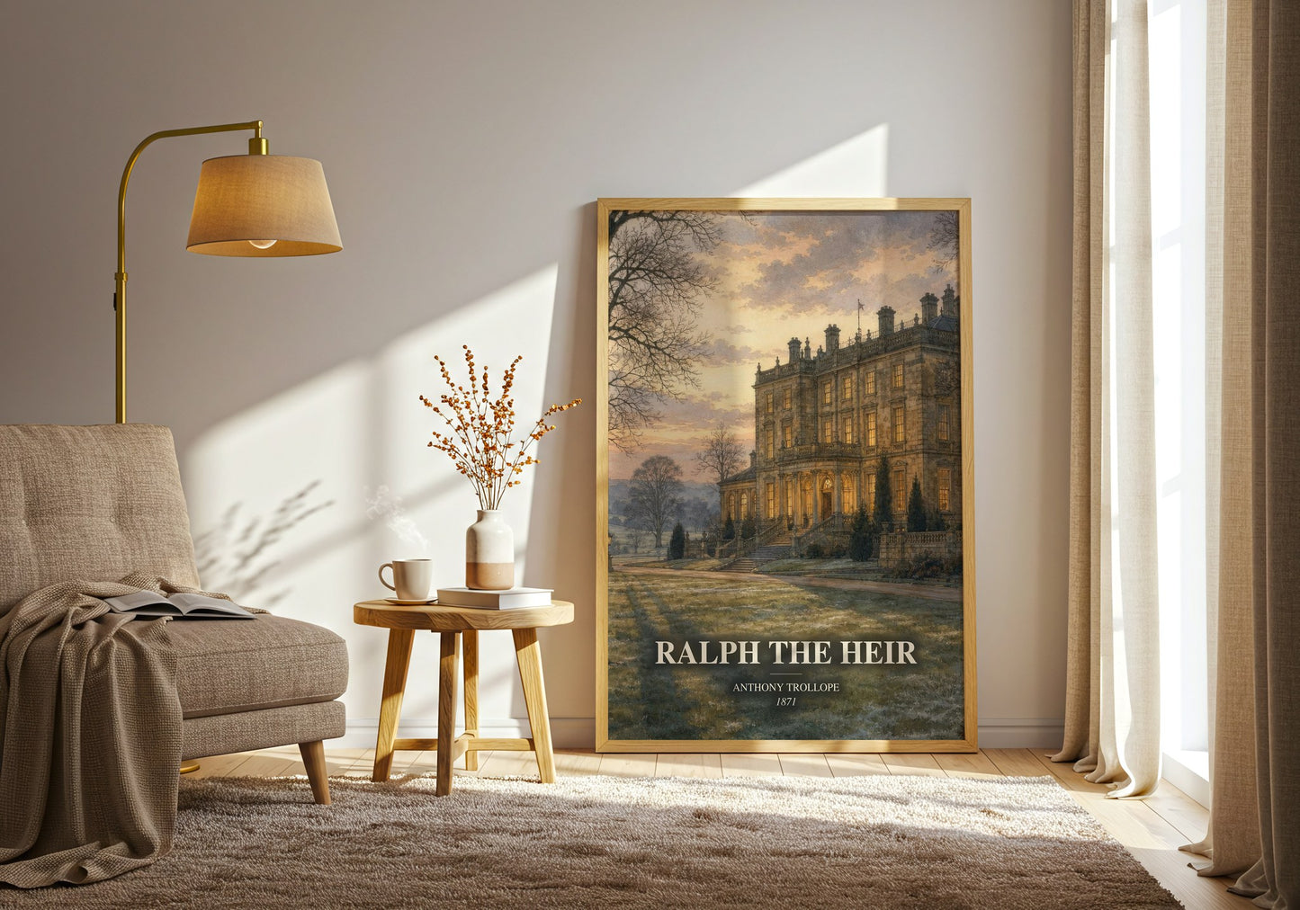 Ralph The Heir watercolour print in frame leaning in hallway – classic literature wall art