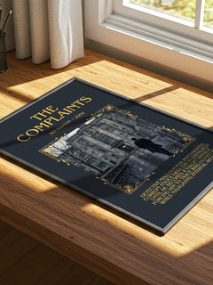 The Complaints Minimalist Book Poster by Ian Rankin – print on a sunlit desk