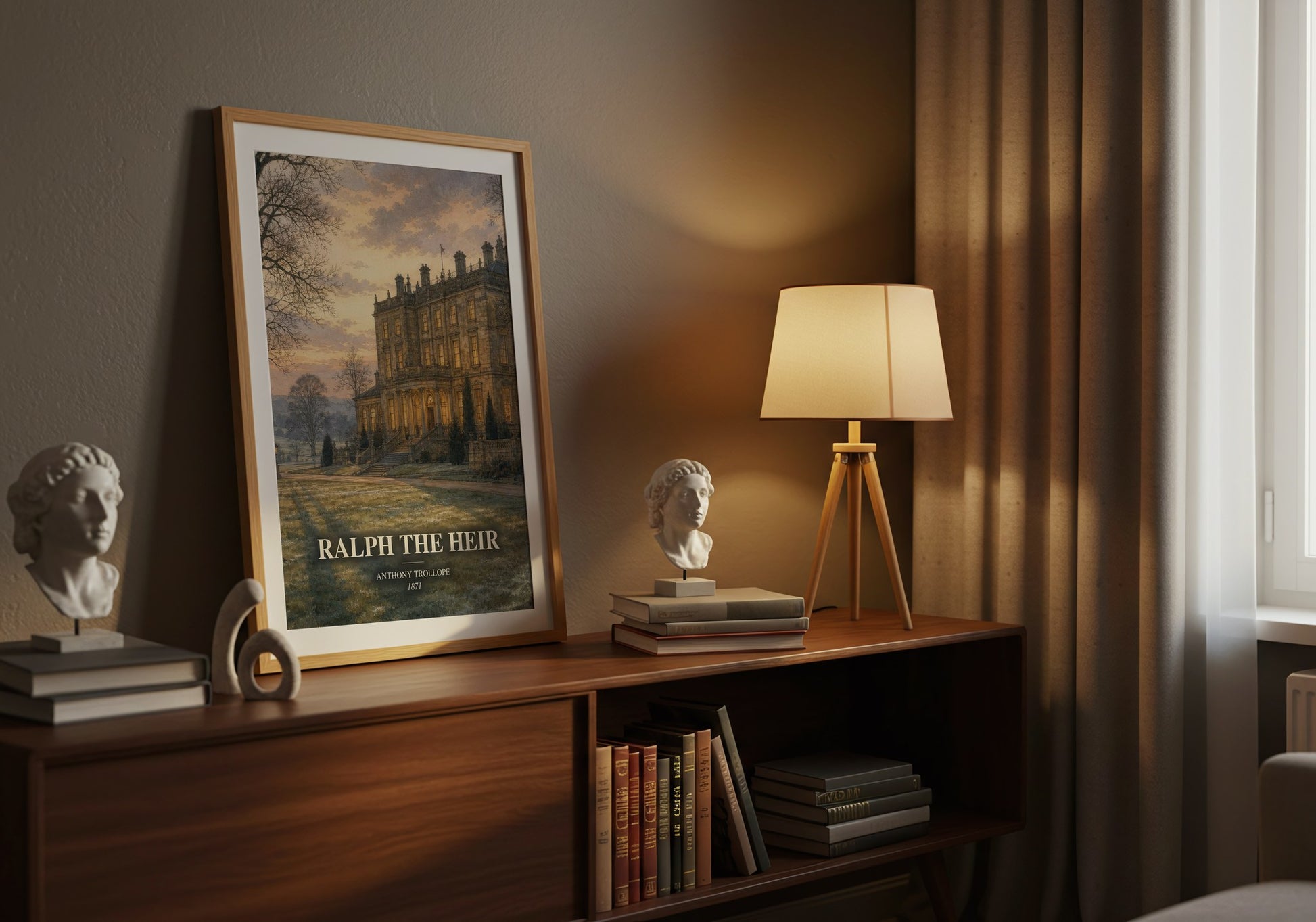 Ralph The Heir watercolour print on bookshelf – Anthony Trollope fan gift
