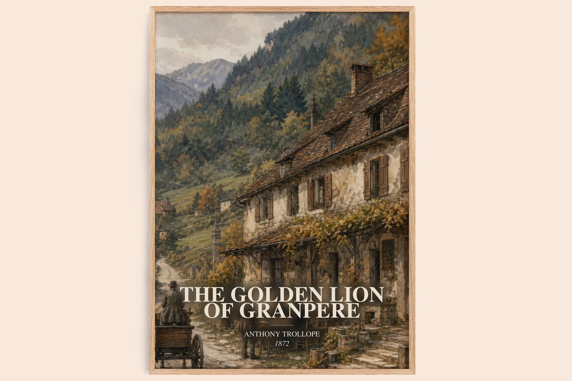 The Golden Lion Of Granpere watercolour book poster by Anthony Trollope – framed literary art print