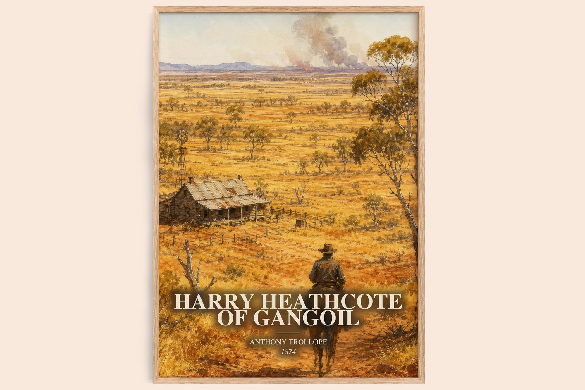 Harry Heathcote Of Gangoil watercolour book poster by Anthony Trollope – framed literary art print