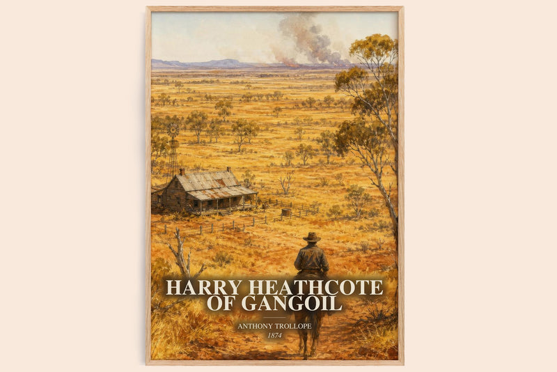 Harry Heathcote Of Gangoil watercolour book poster by Anthony Trollope – framed literary art print