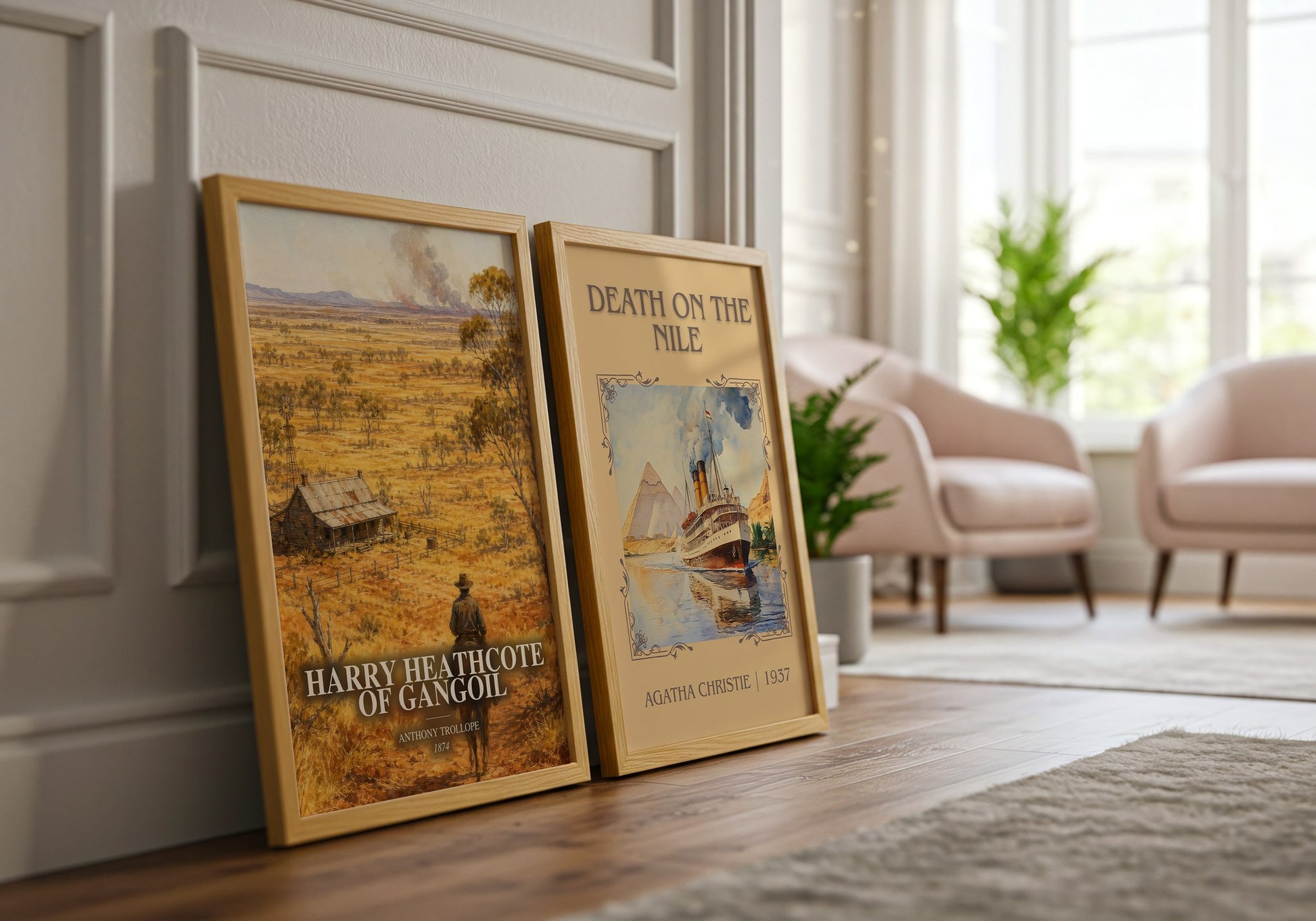 Harry Heathcote Of Gangoil watercolour print framed by window – literary home decor
