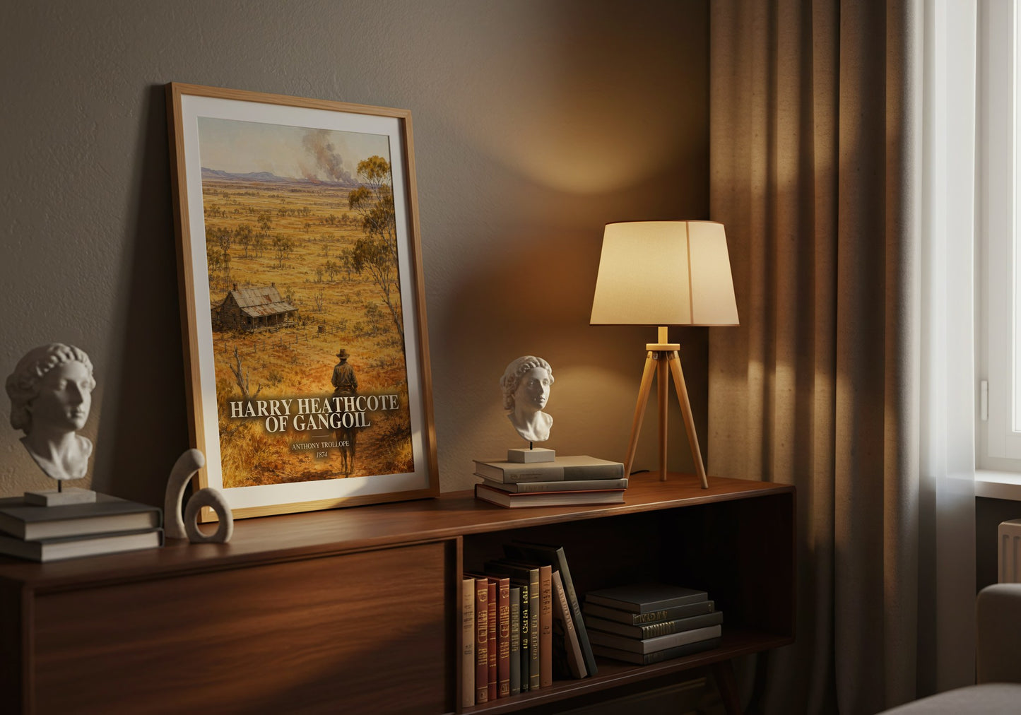 Harry Heathcote Of Gangoil watercolour print on bookshelf – Anthony Trollope fan gift