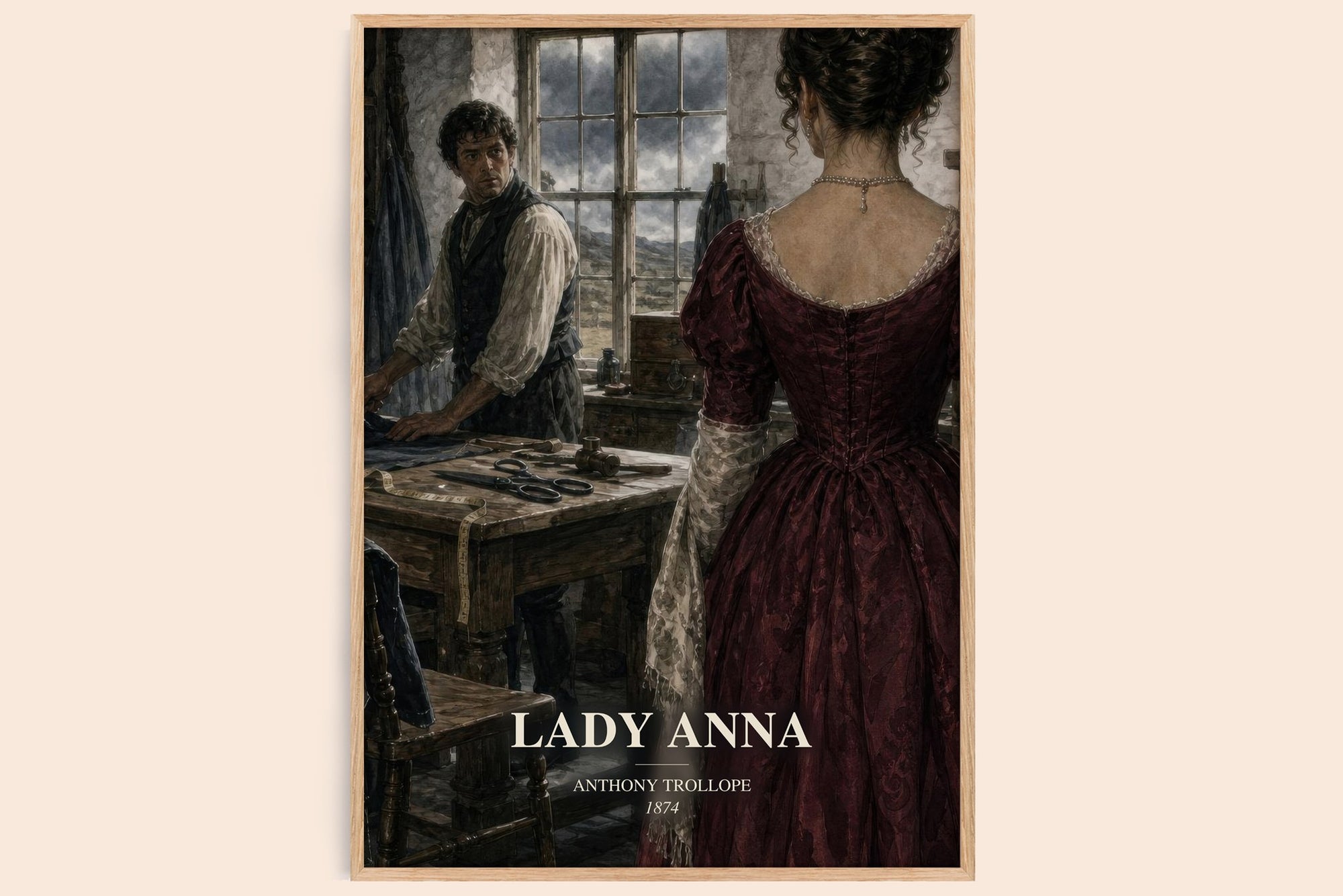 Lady Anna watercolour book poster by Anthony Trollope – framed literary art print