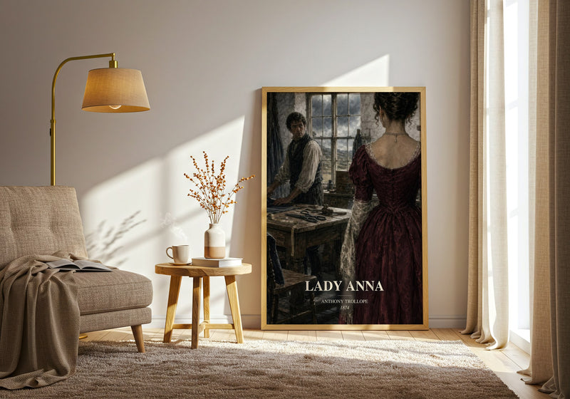 Lady Anna watercolour print in frame leaning in hallway – classic literature wall art