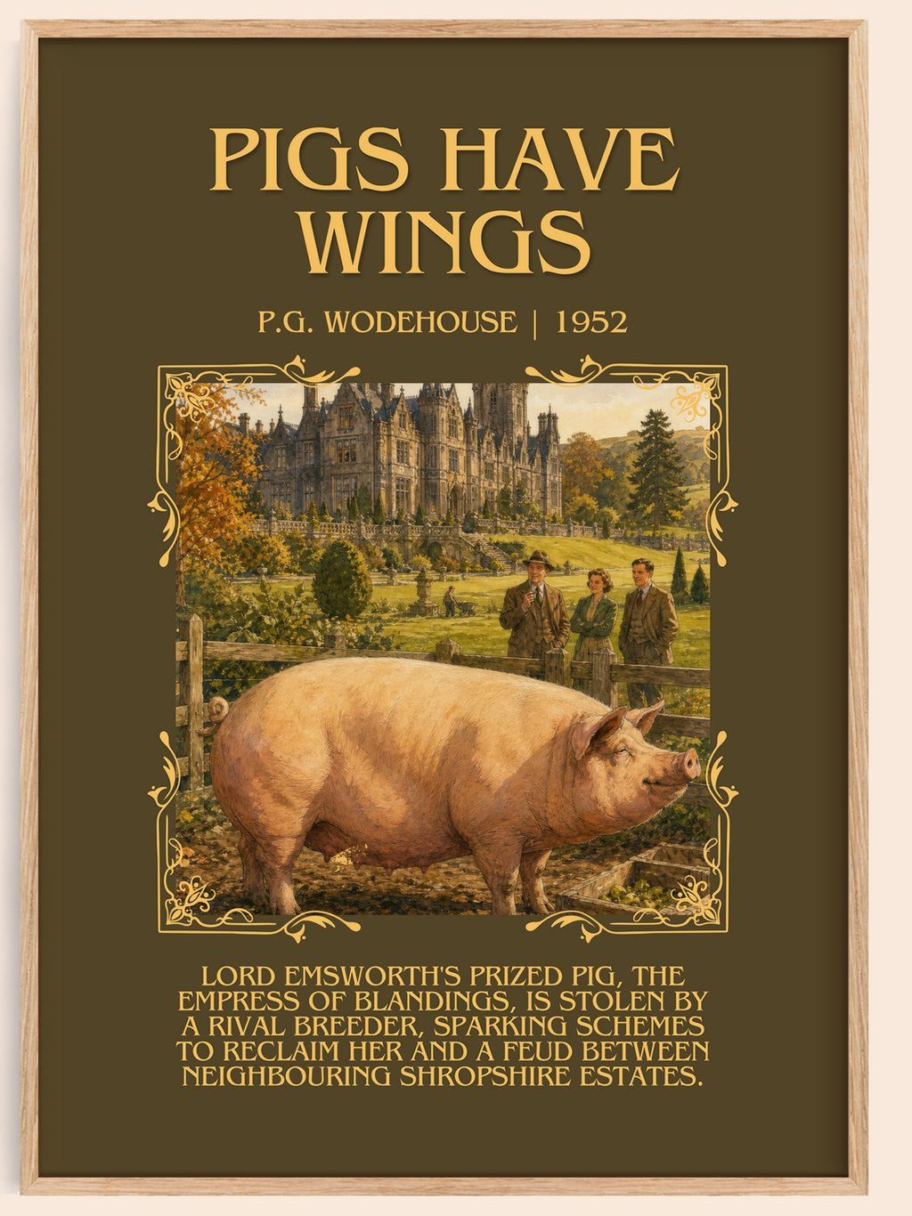 Pigs Have Wings Minimalist Book Poster by P.G. Wodehouse – book poster