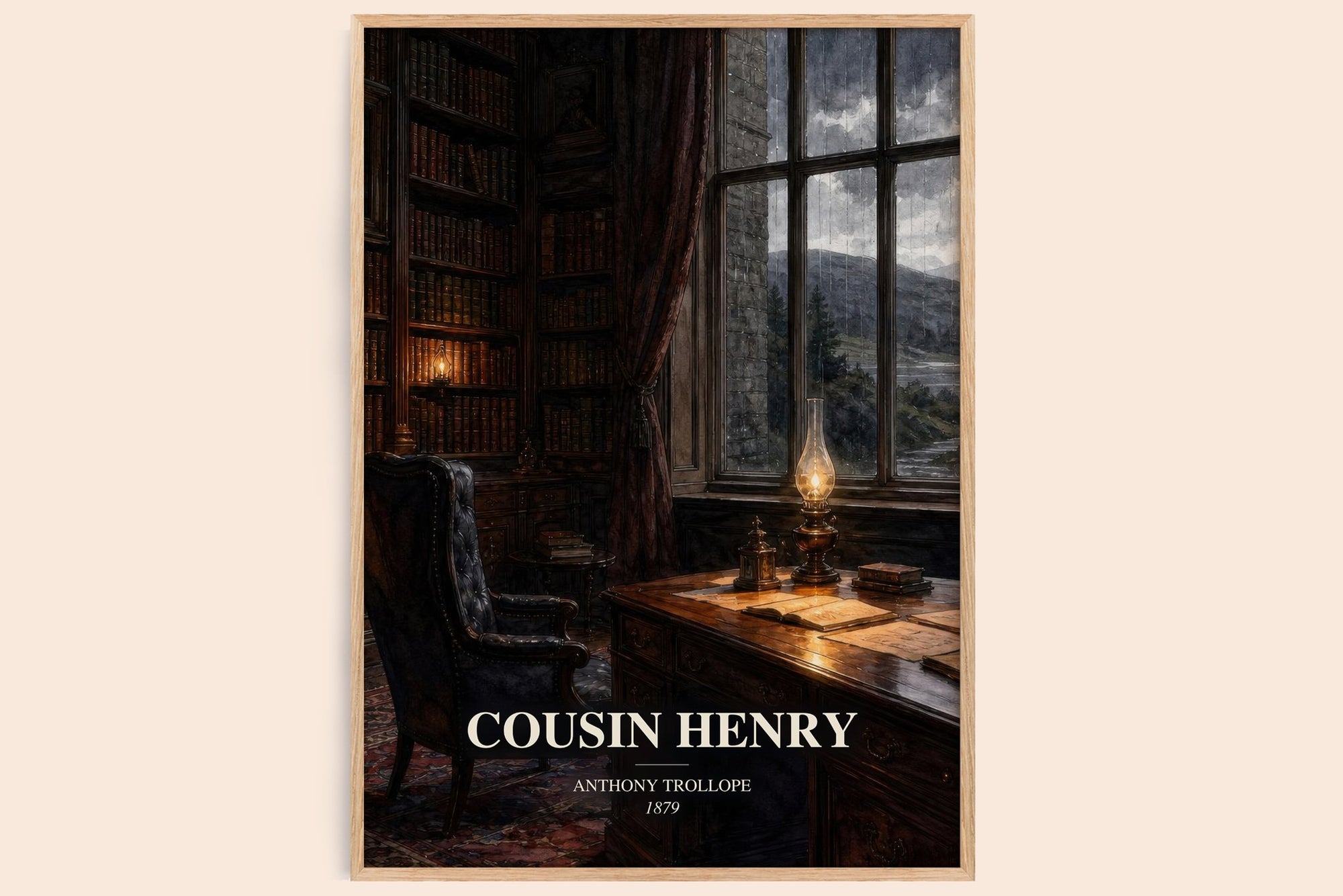 Cousin Henry watercolour book poster by Anthony Trollope – framed literary art print