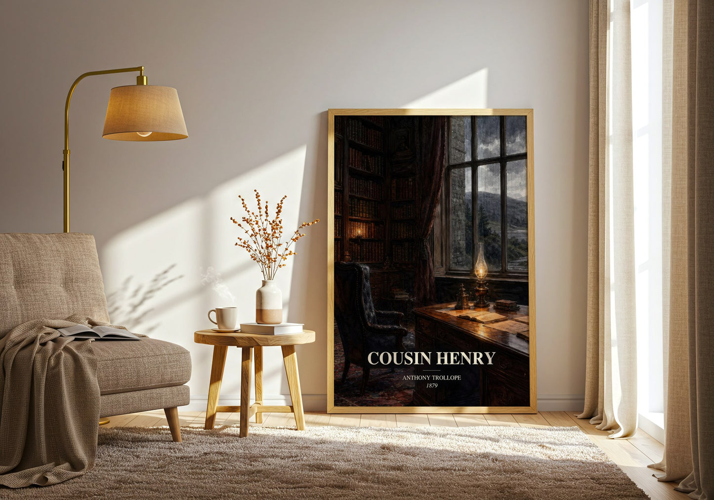 Cousin Henry watercolour print in frame leaning in hallway – classic literature wall art