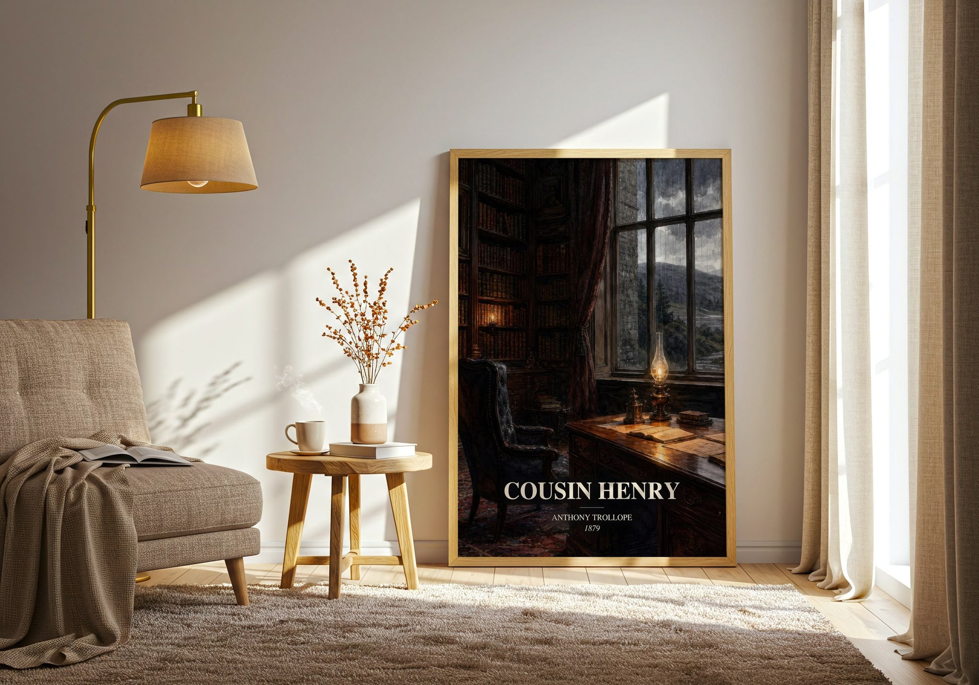 Cousin Henry watercolour print in frame leaning in hallway – classic literature wall art