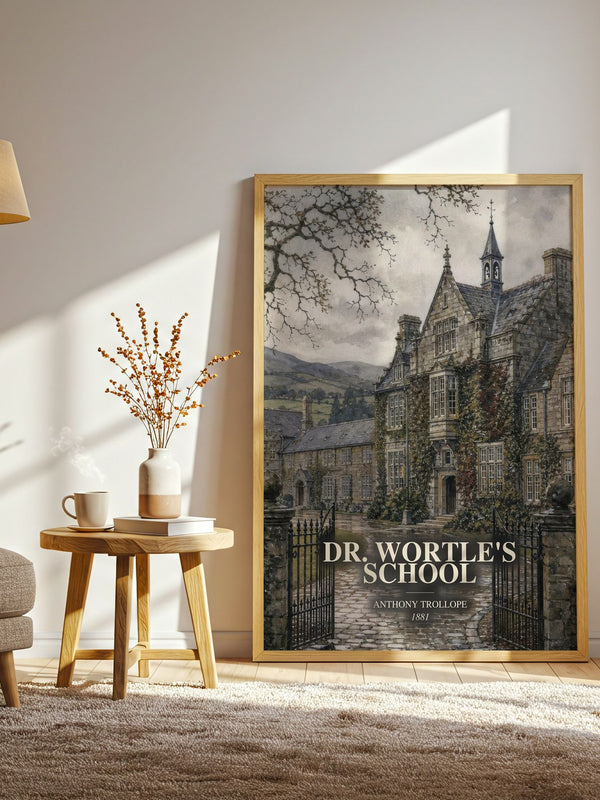 Dr. Wortle'S School watercolour print in frame leaning in hallway – classic literature wall art