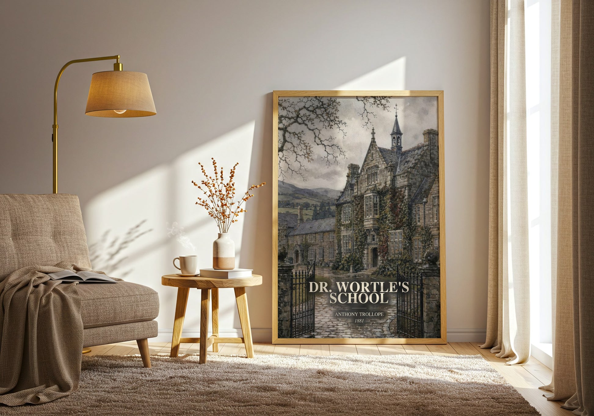 Dr. Wortle'S School watercolour print in frame leaning in hallway – classic literature wall art