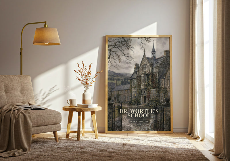 Dr. Wortle'S School watercolour print in frame leaning in hallway – classic literature wall art