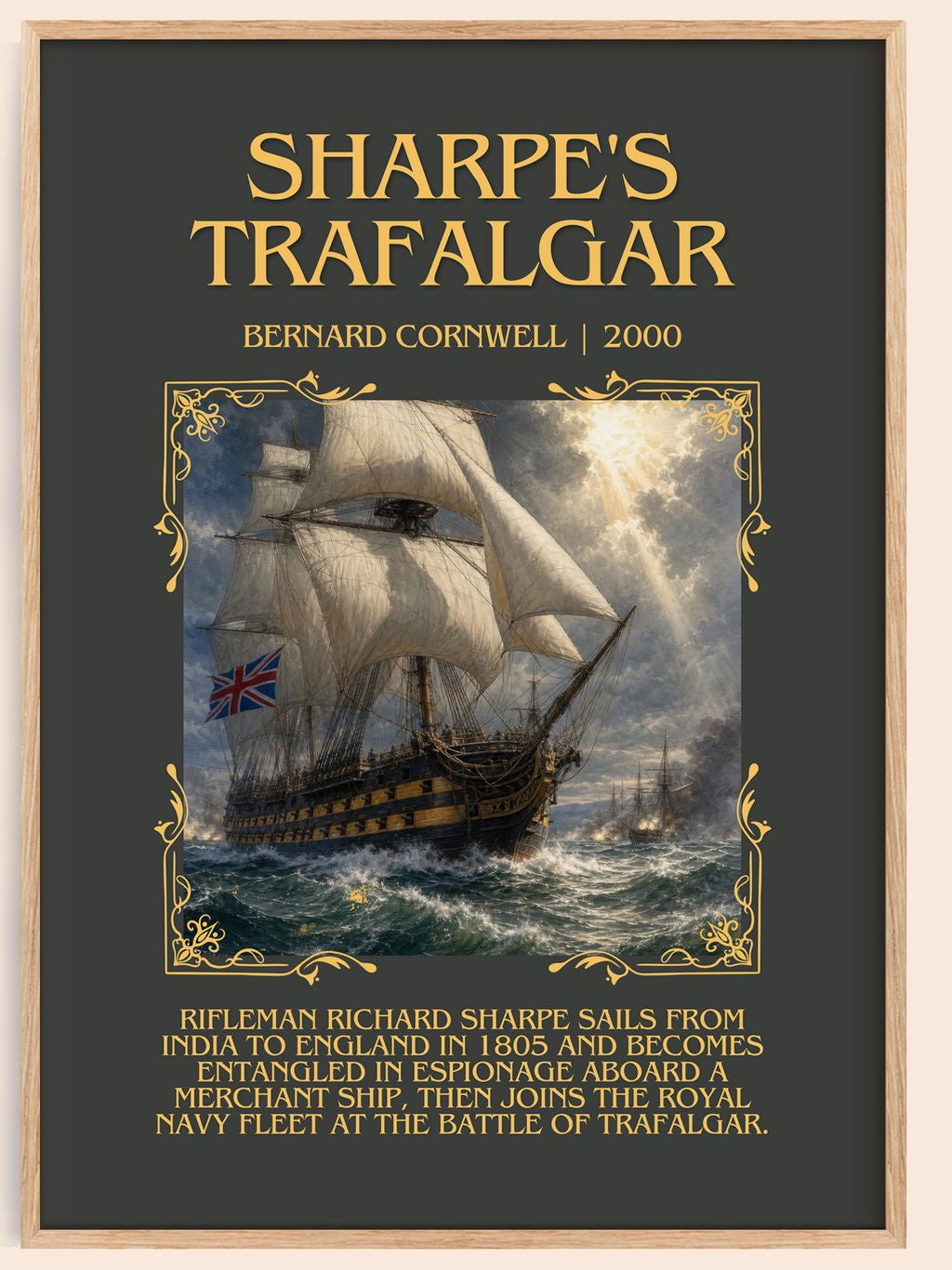 Sharpe's Trafalgar Minimalist Book Poster by Bernard Cornwell – book poster