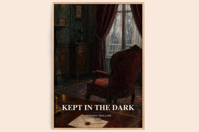 Kept In The Dark watercolour book poster by Anthony Trollope – framed literary art print