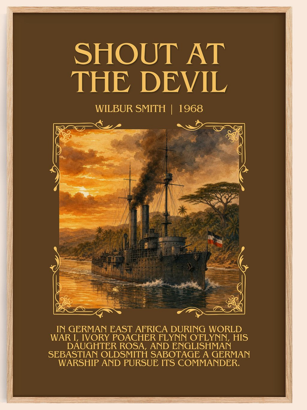 Shout at the Devil Minimalist Book Poster by Wilbur Smith – book poster