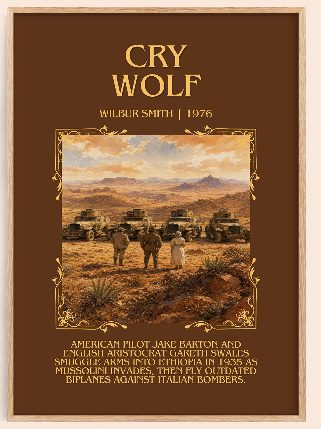 Cry Wolf Minimalist Book Poster by Wilbur Smith – book poster