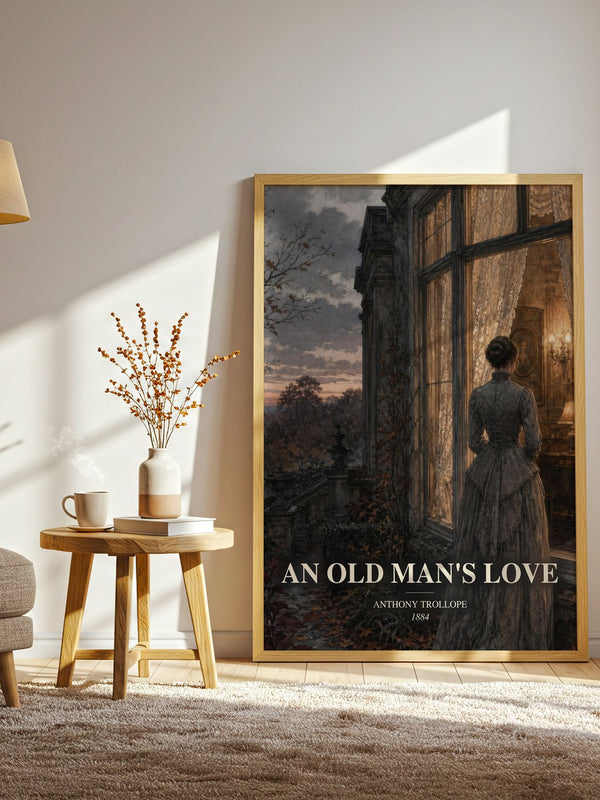 An Old Man'S Love watercolour print in frame leaning in hallway – literary fiction wall art