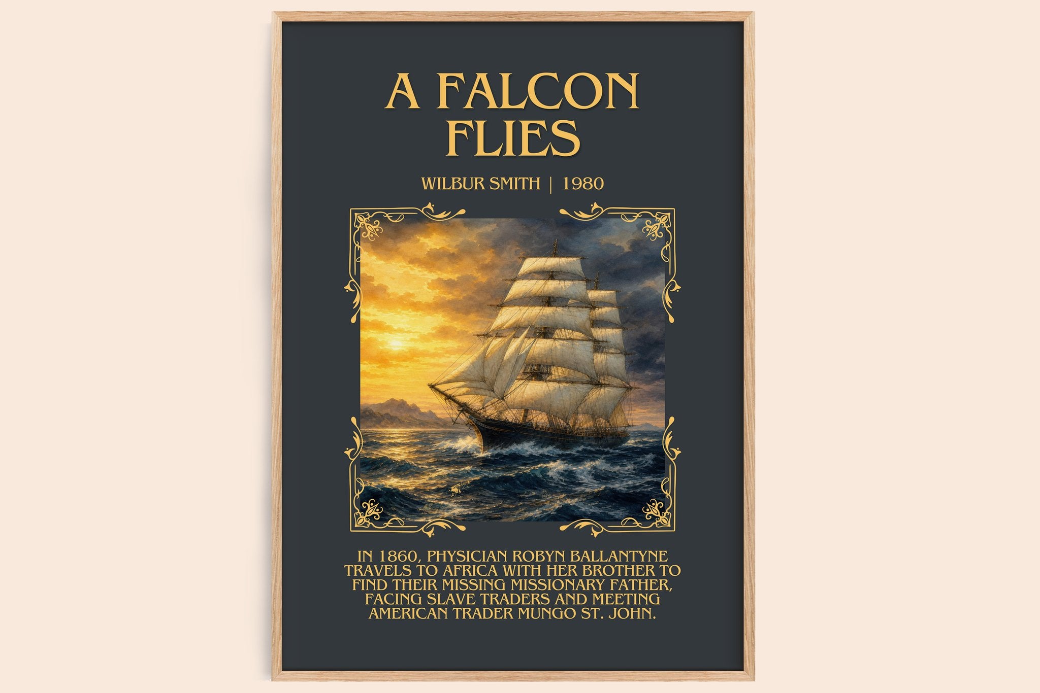 A Falcon Flies Minimalist Book Poster by Wilbur Smith
