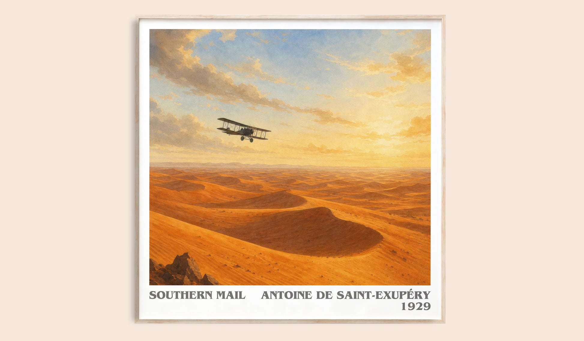 Southern Mail literary book poster by Antoine De Saint-Exupéry – framed literary art print