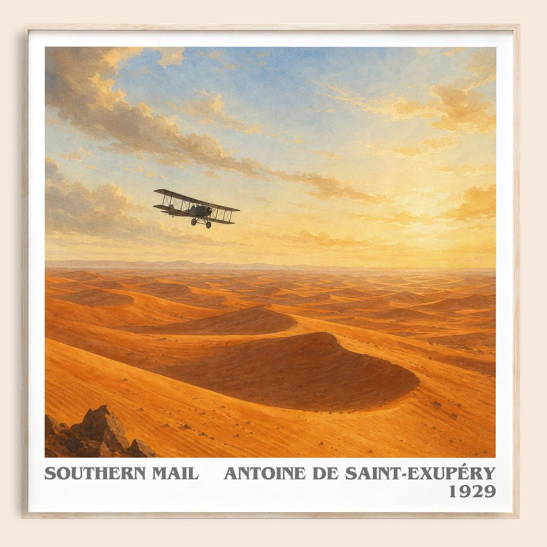 Southern Mail literary book poster by Antoine De Saint-Exupéry – framed literary art print