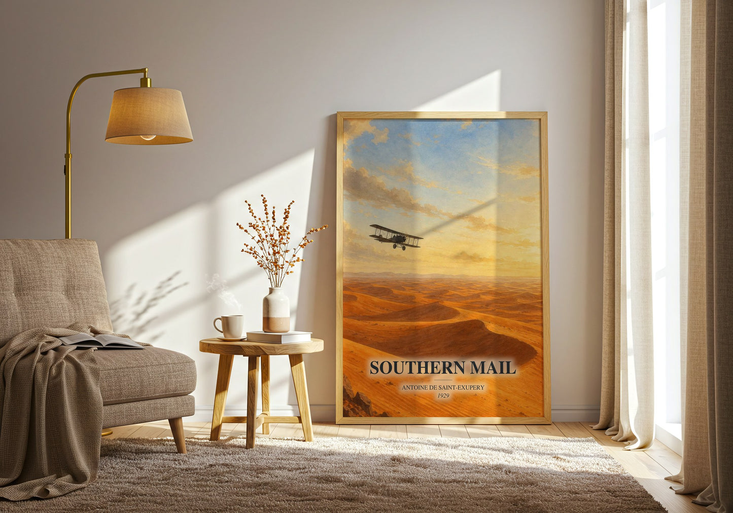 Southern Mail watercolour print in frame leaning in hallway – literary fiction wall art