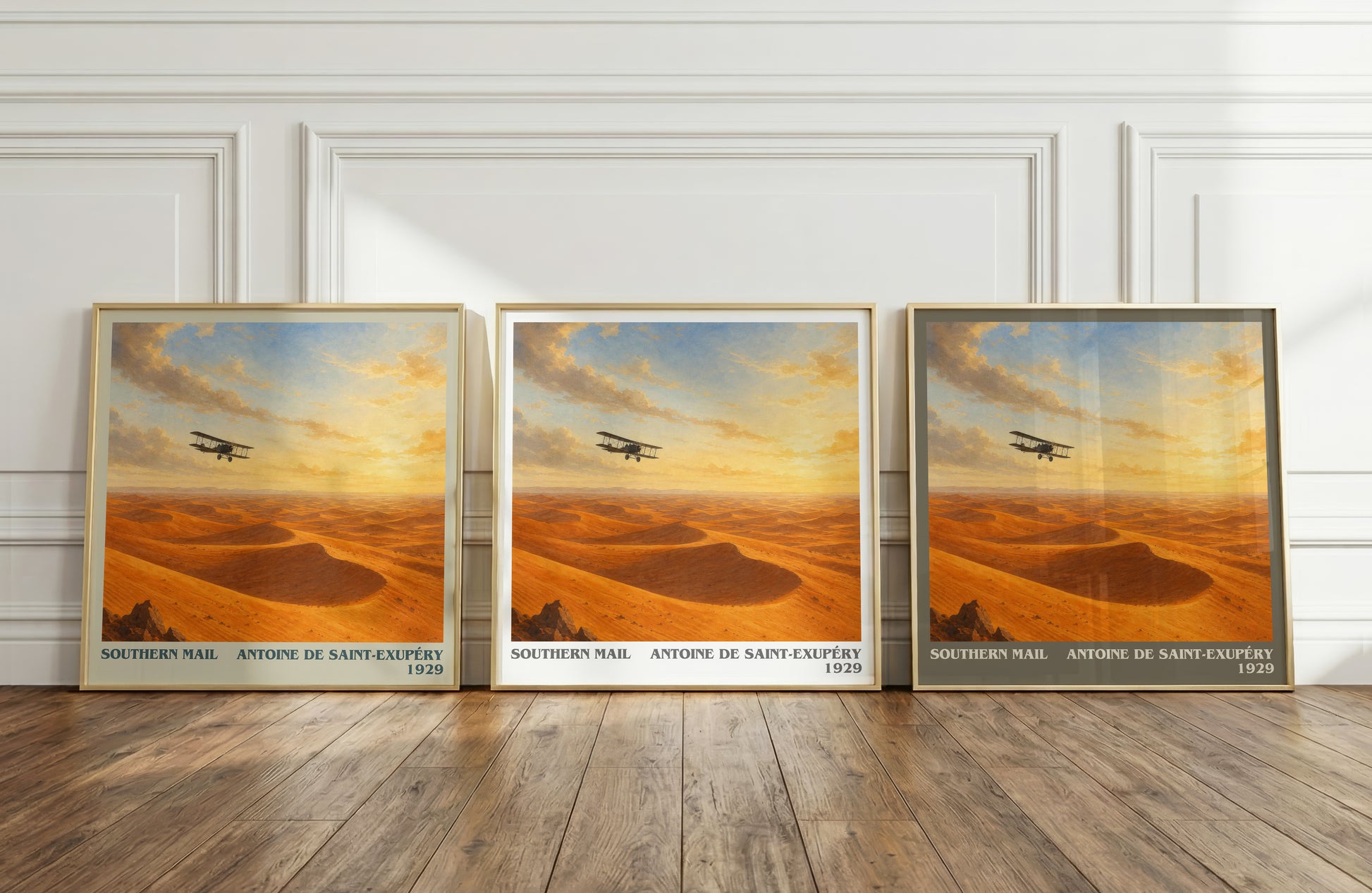 Southern Mail literary art print colour and style options – Antoine De Saint-Exupéry book art