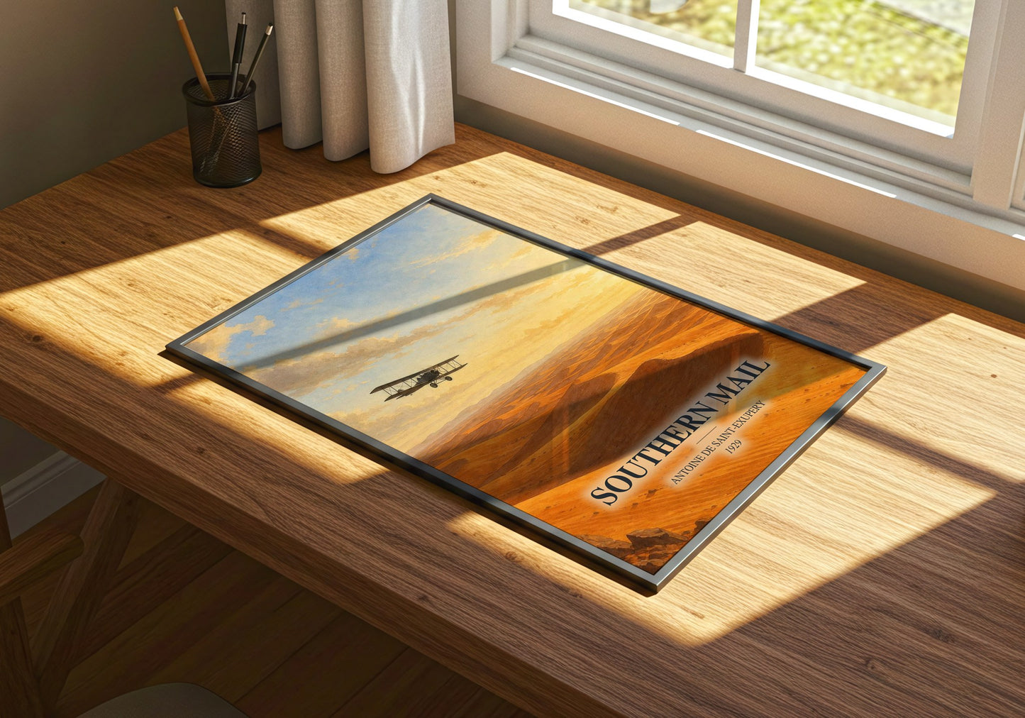 Southern Mail watercolour book poster framed on wall – literary fiction wall art