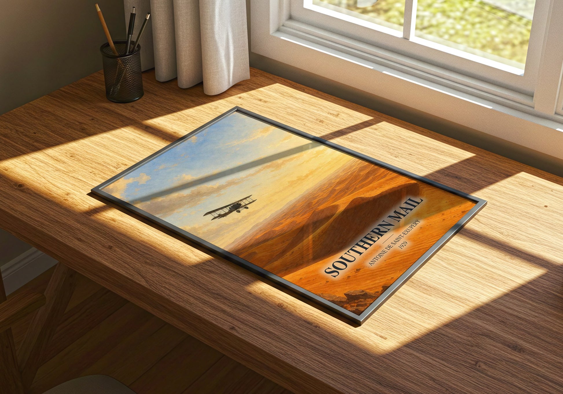 Southern Mail watercolour book poster framed on wall – literary fiction wall art