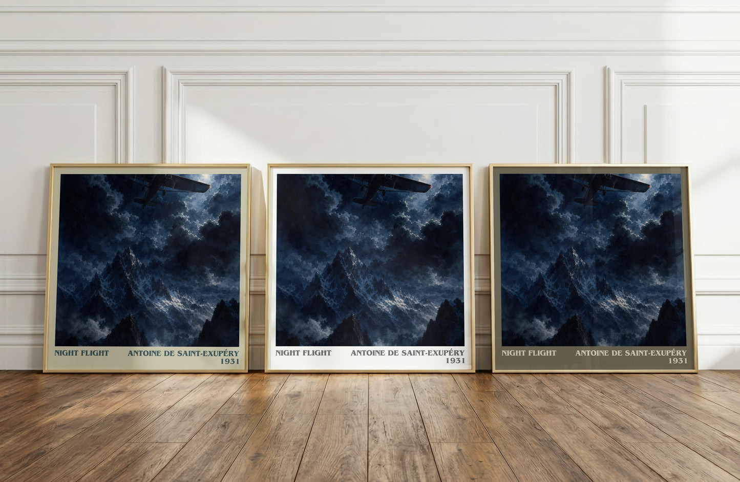 Night Flight literary art print colour and style options – Antoine De Saint-Exupéry book art