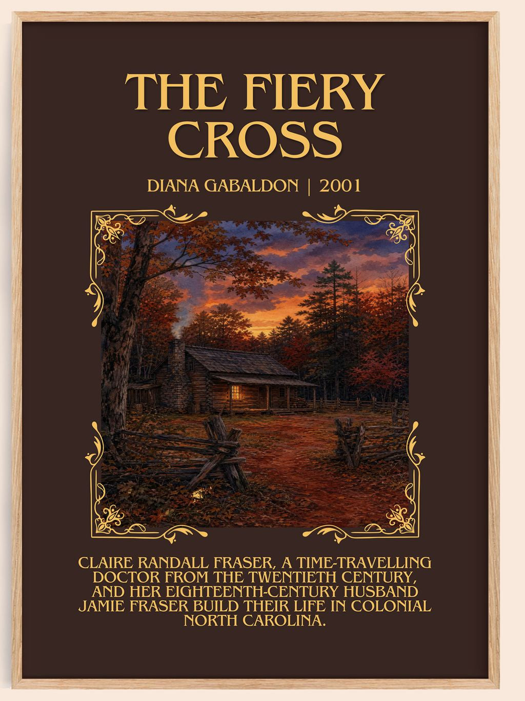 The Fiery Cross Minimalist Book Poster by Diana Gabaldon – book poster
