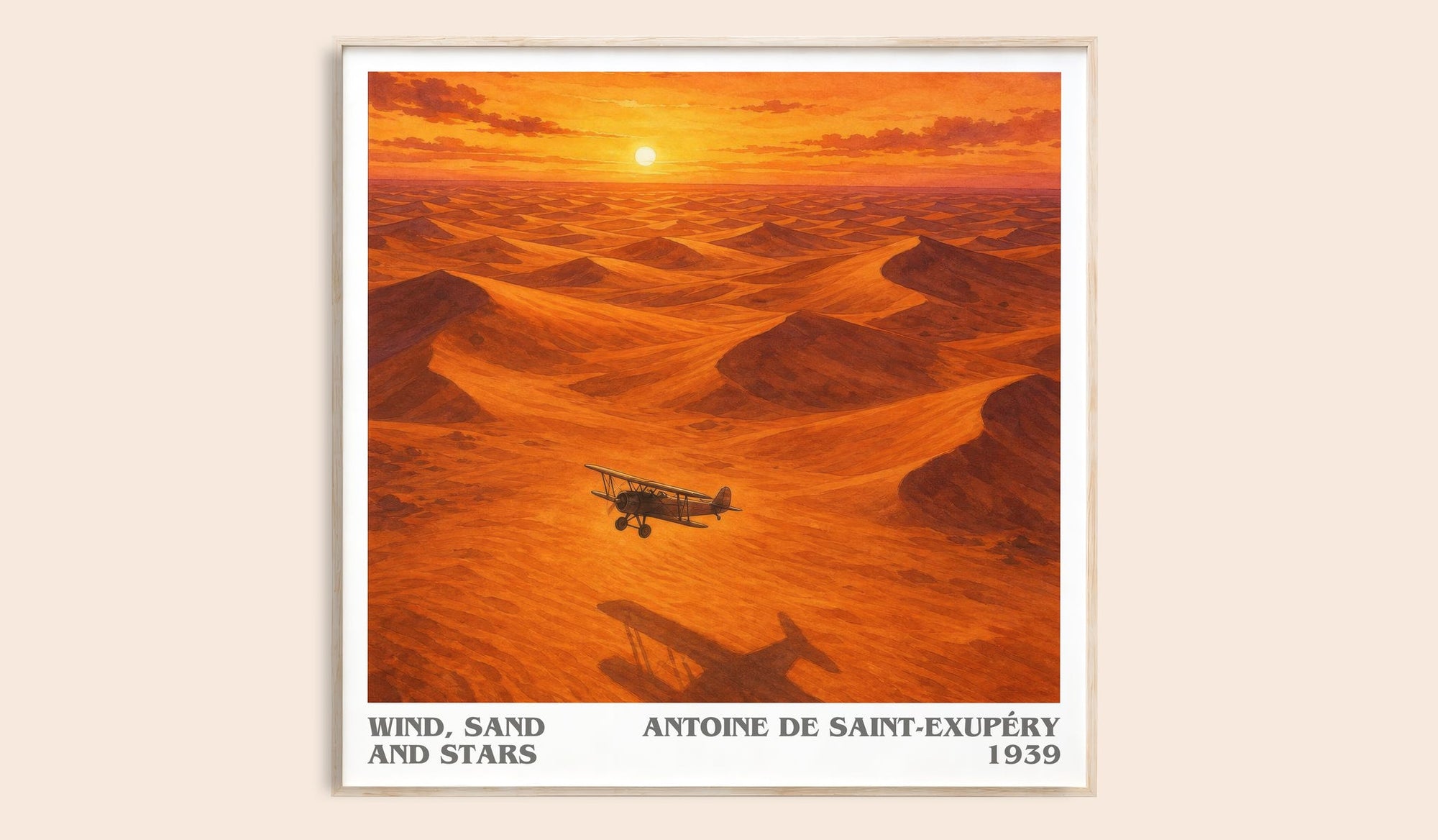 Wind, Sand And Stars literary book poster by Antoine De Saint-Exupéry – framed literary art print